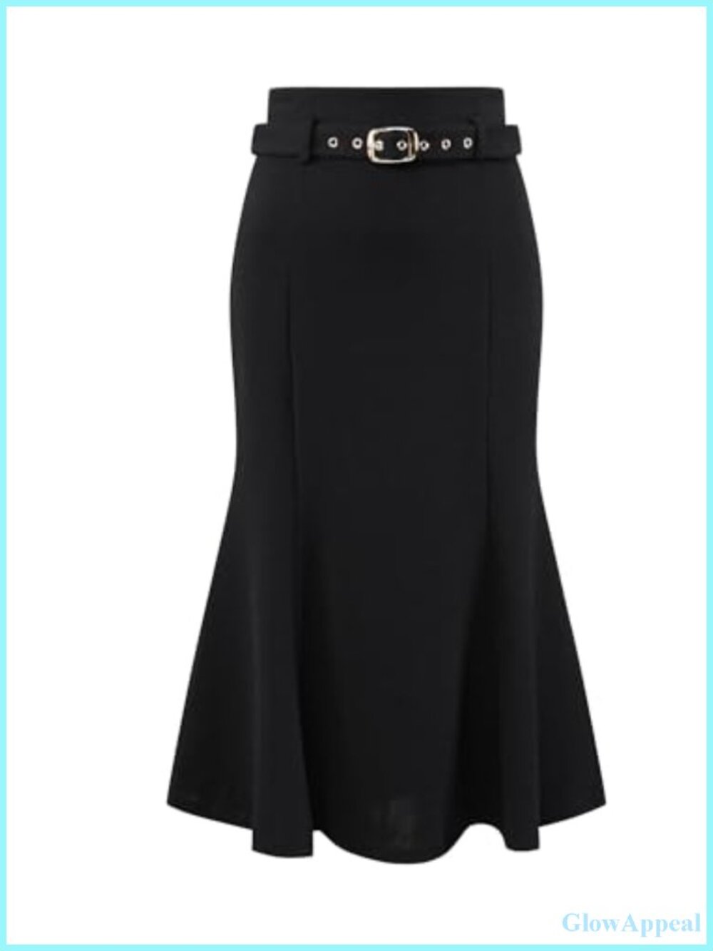 Fishtail Skirt High Waist Belted Midi Mermaid Ruffle Hem Work